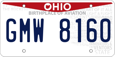 OH license plate GMW8160