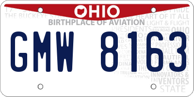 OH license plate GMW8163