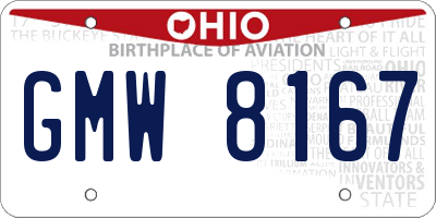 OH license plate GMW8167