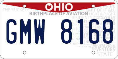 OH license plate GMW8168
