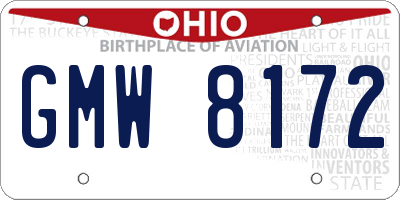 OH license plate GMW8172