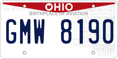 OH license plate GMW8190