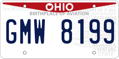 OH license plate GMW8199