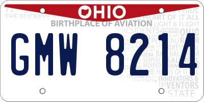OH license plate GMW8214