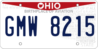 OH license plate GMW8215