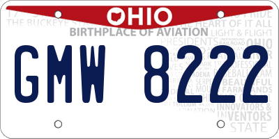 OH license plate GMW8222