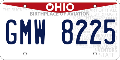OH license plate GMW8225