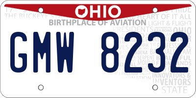 OH license plate GMW8232