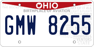 OH license plate GMW8255