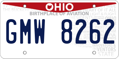 OH license plate GMW8262