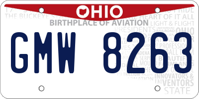 OH license plate GMW8263