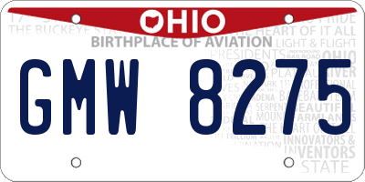 OH license plate GMW8275