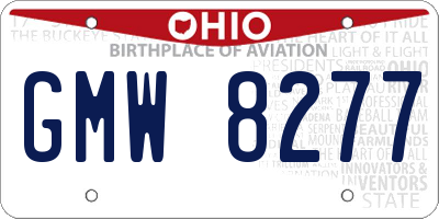 OH license plate GMW8277