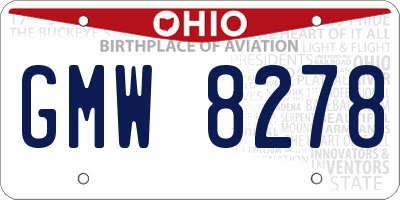 OH license plate GMW8278