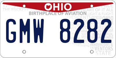 OH license plate GMW8282