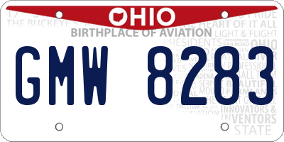 OH license plate GMW8283