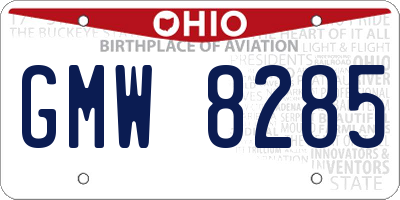 OH license plate GMW8285