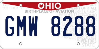 OH license plate GMW8288