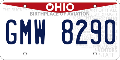 OH license plate GMW8290