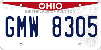 OH license plate GMW8305