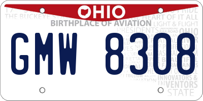 OH license plate GMW8308