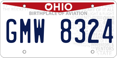 OH license plate GMW8324