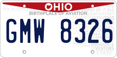 OH license plate GMW8326