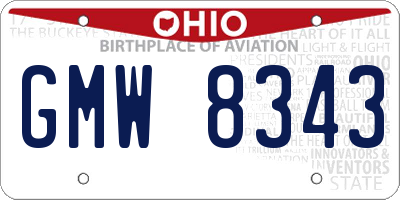 OH license plate GMW8343