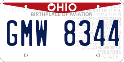 OH license plate GMW8344