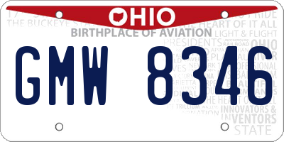 OH license plate GMW8346