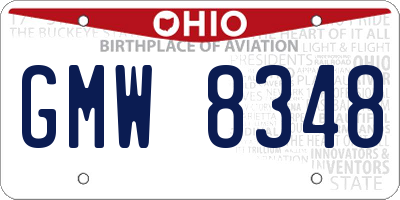 OH license plate GMW8348