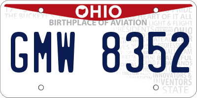 OH license plate GMW8352