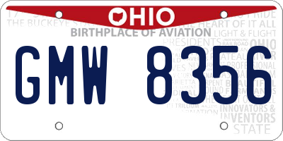 OH license plate GMW8356