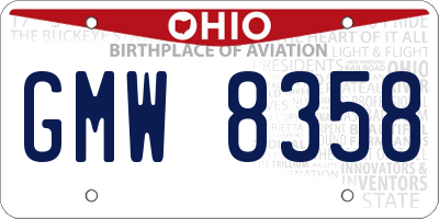 OH license plate GMW8358
