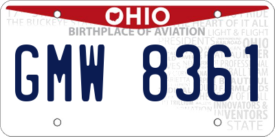 OH license plate GMW8361