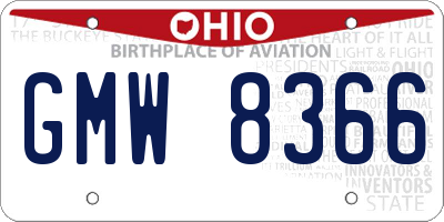 OH license plate GMW8366