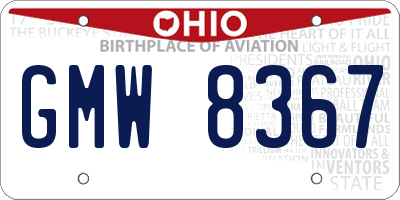 OH license plate GMW8367