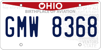 OH license plate GMW8368