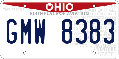 OH license plate GMW8383