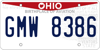 OH license plate GMW8386
