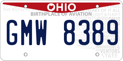 OH license plate GMW8389