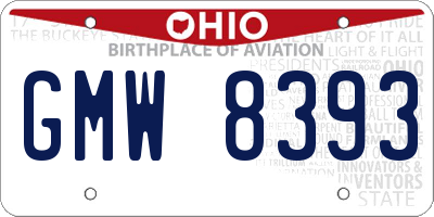 OH license plate GMW8393