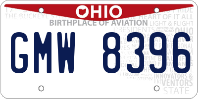 OH license plate GMW8396