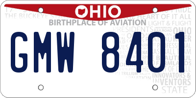 OH license plate GMW8401