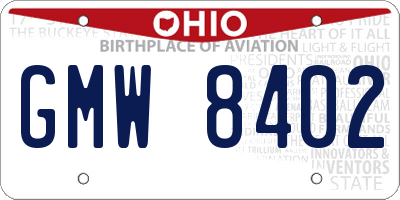 OH license plate GMW8402