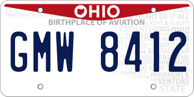 OH license plate GMW8412