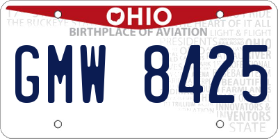 OH license plate GMW8425