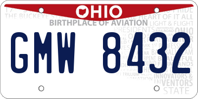 OH license plate GMW8432