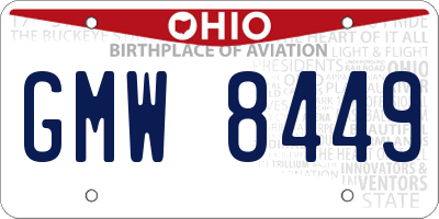 OH license plate GMW8449
