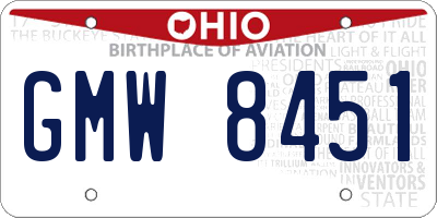 OH license plate GMW8451
